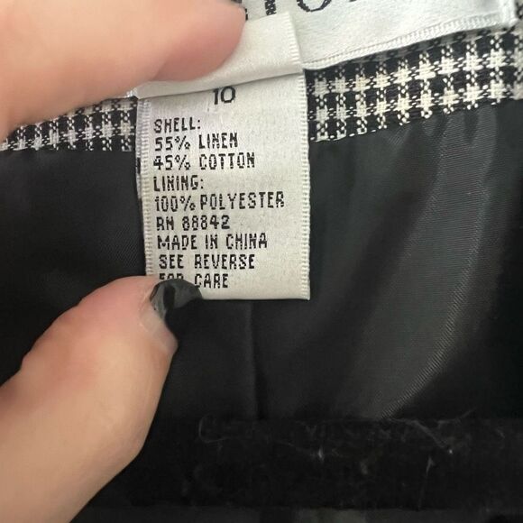 Adolfo Studio Womens  Notch Lapel Single Breasted  Checked Gray Blazer Size 10 - Picture 8 of 10